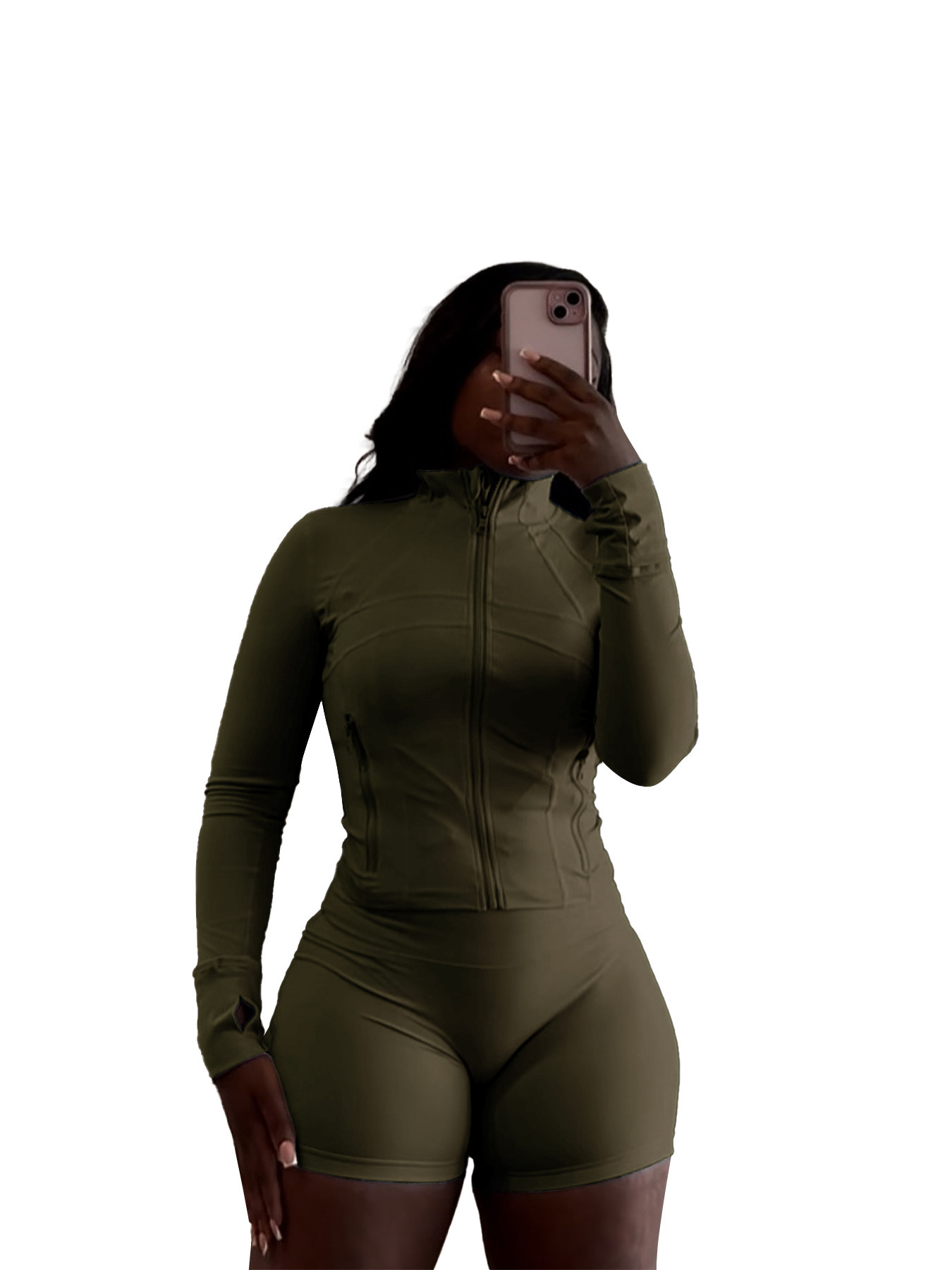 Women's Sexy Slim Fit Long Sleeve Top and Shorts Two-Piece Set