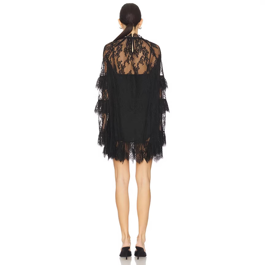 Sheer Lace Beach Cover-Up Dress Set with Cami