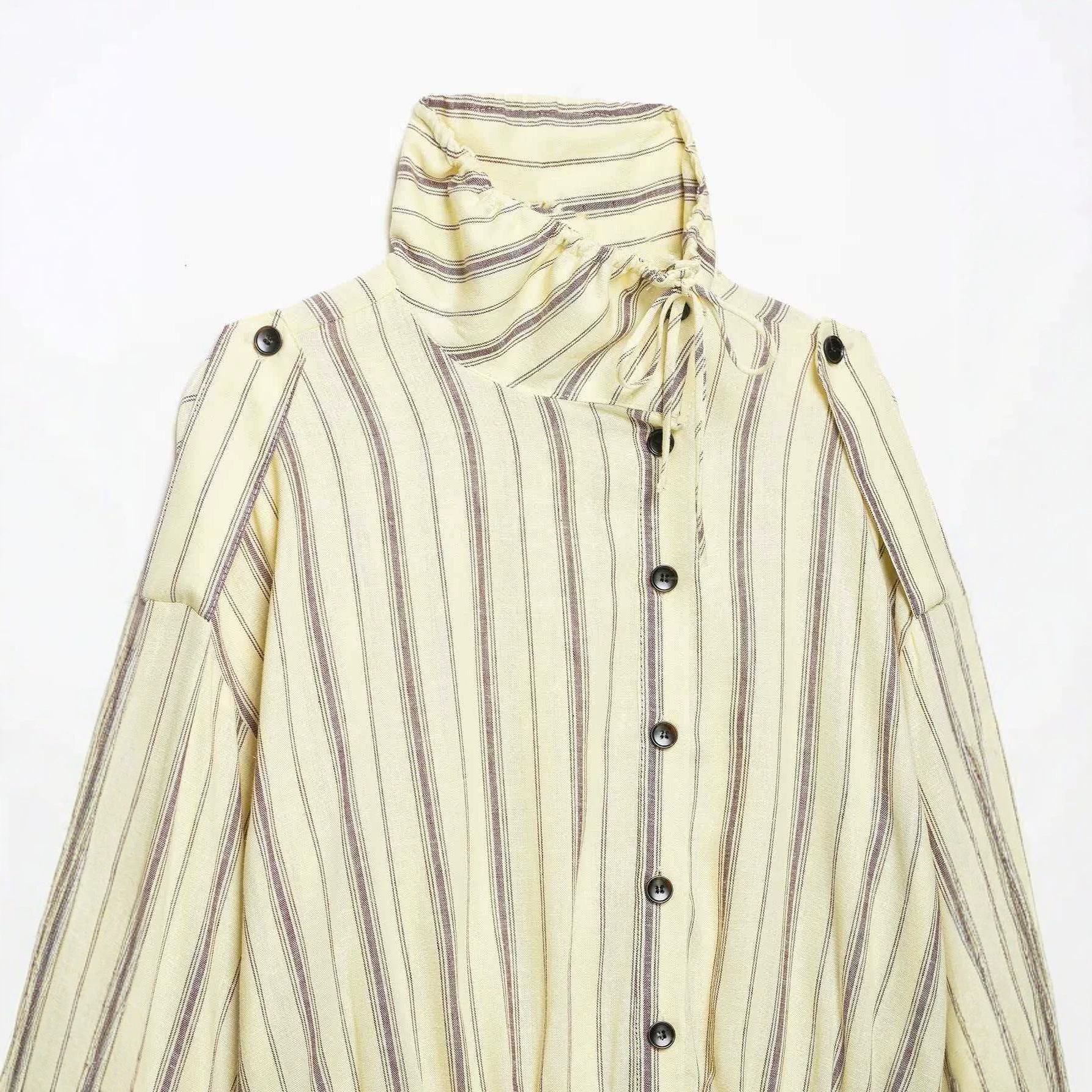 Women's Retro Vertical Striped Drawstring Jacket