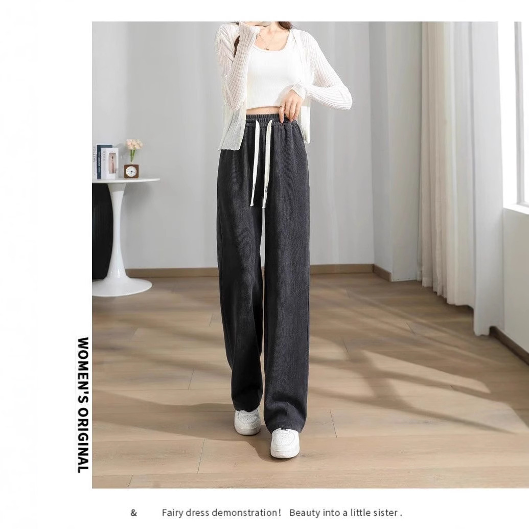 Women's Wide-Leg Straight Pants Plus Size High Waist Draped