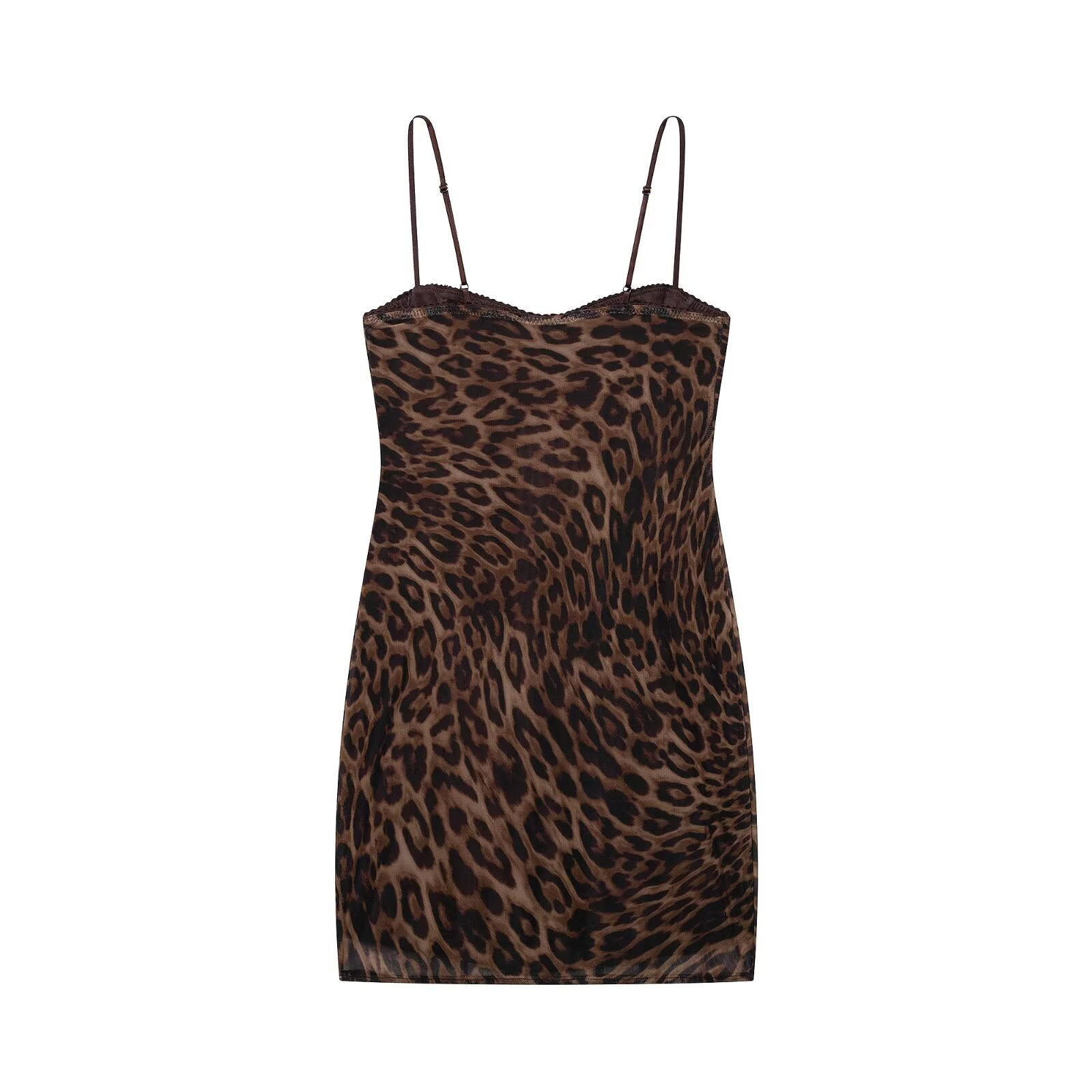 Women's Animal Print Mesh Corset Dress Sleeveless A-Line Midi