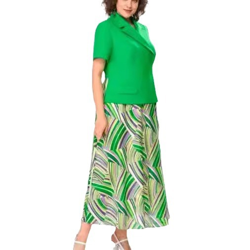 Women's Green Short Sleeve Midi Dress French Style Paneled Blazer Dress