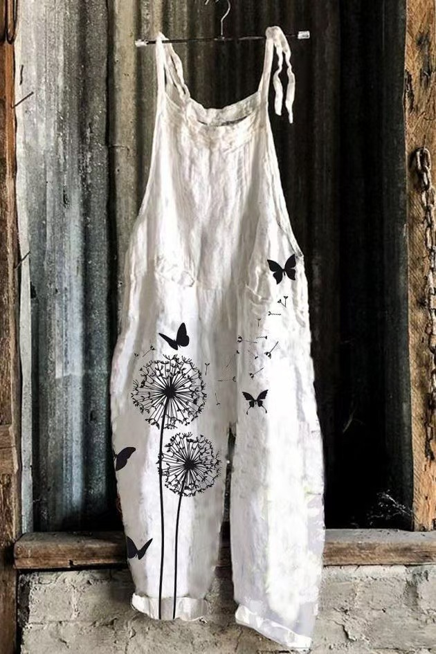 Sweet Floral Print Wide-Leg Sleeveless Jumpsuit