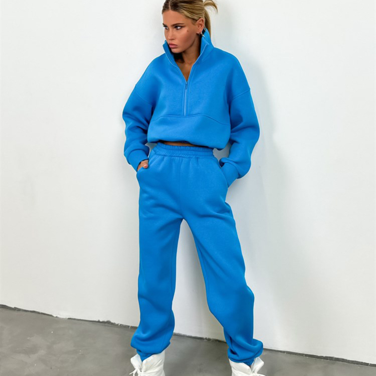 Women's Zip-Up Hoodie and Pants Casual Set