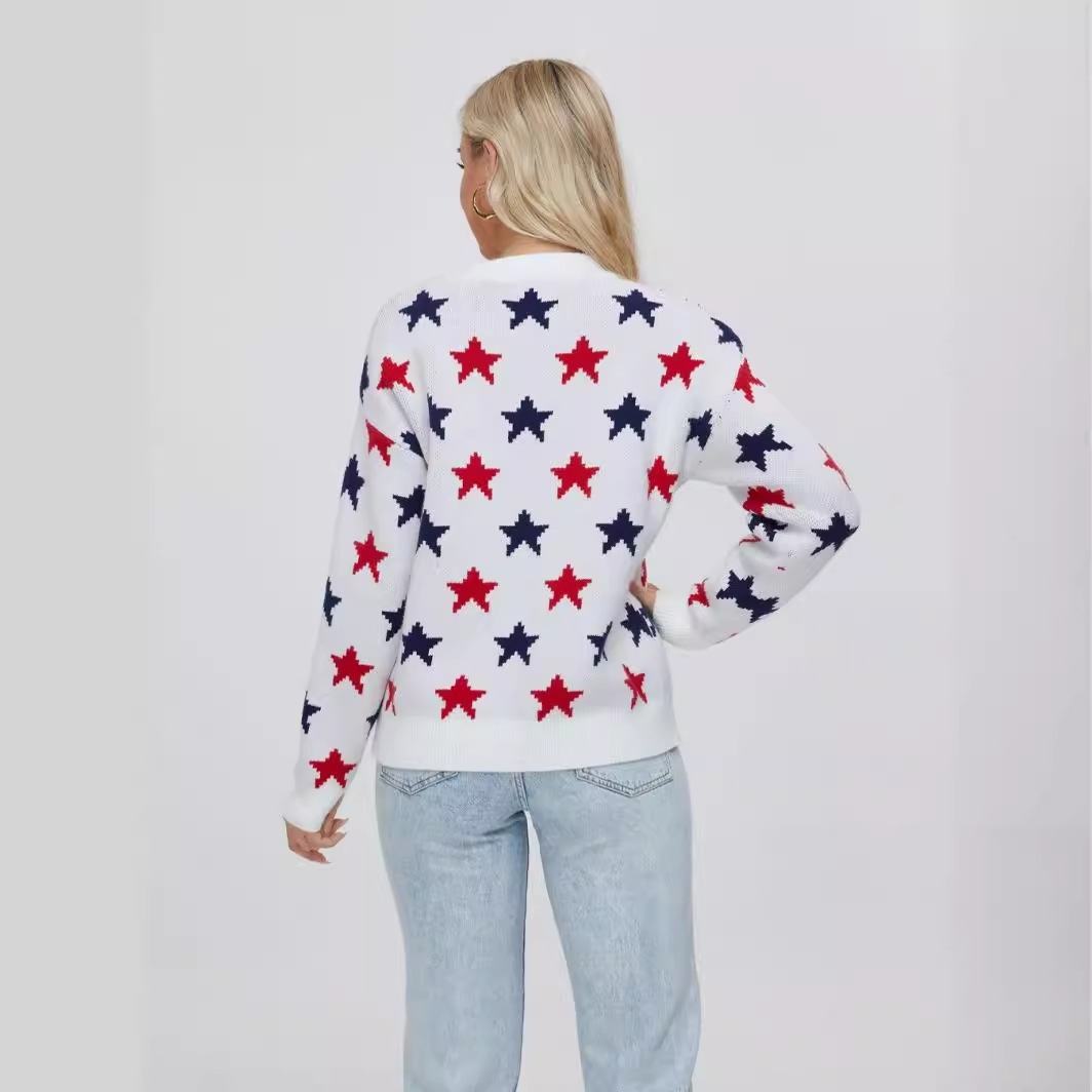 Mosaic Star Pattern Pullover Sweater