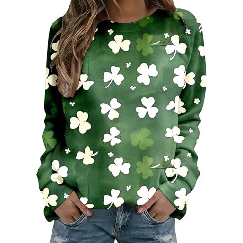 Women's Lucky Clover Floral Print Crewneck Sweatshirt