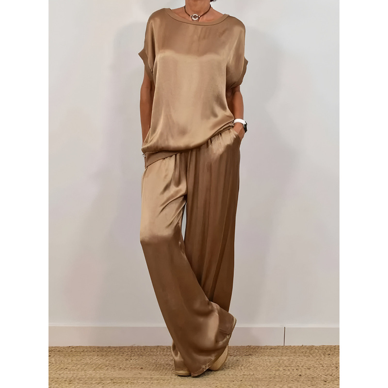 Women's Casual Loose T-Shirt & Wide-Leg Pants Set