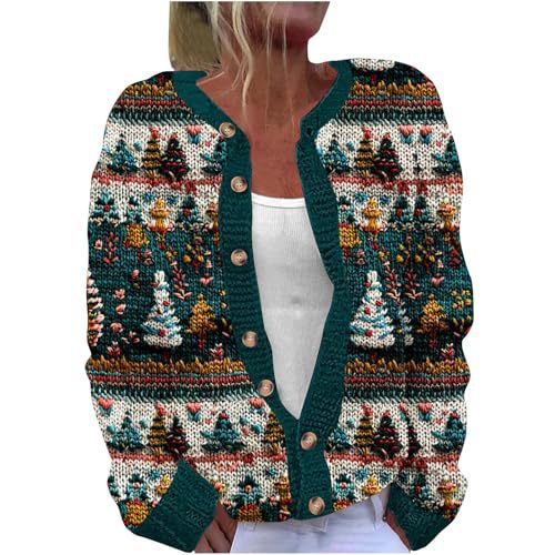 Women's Floral Leaf Print Button Cardigan Sweater