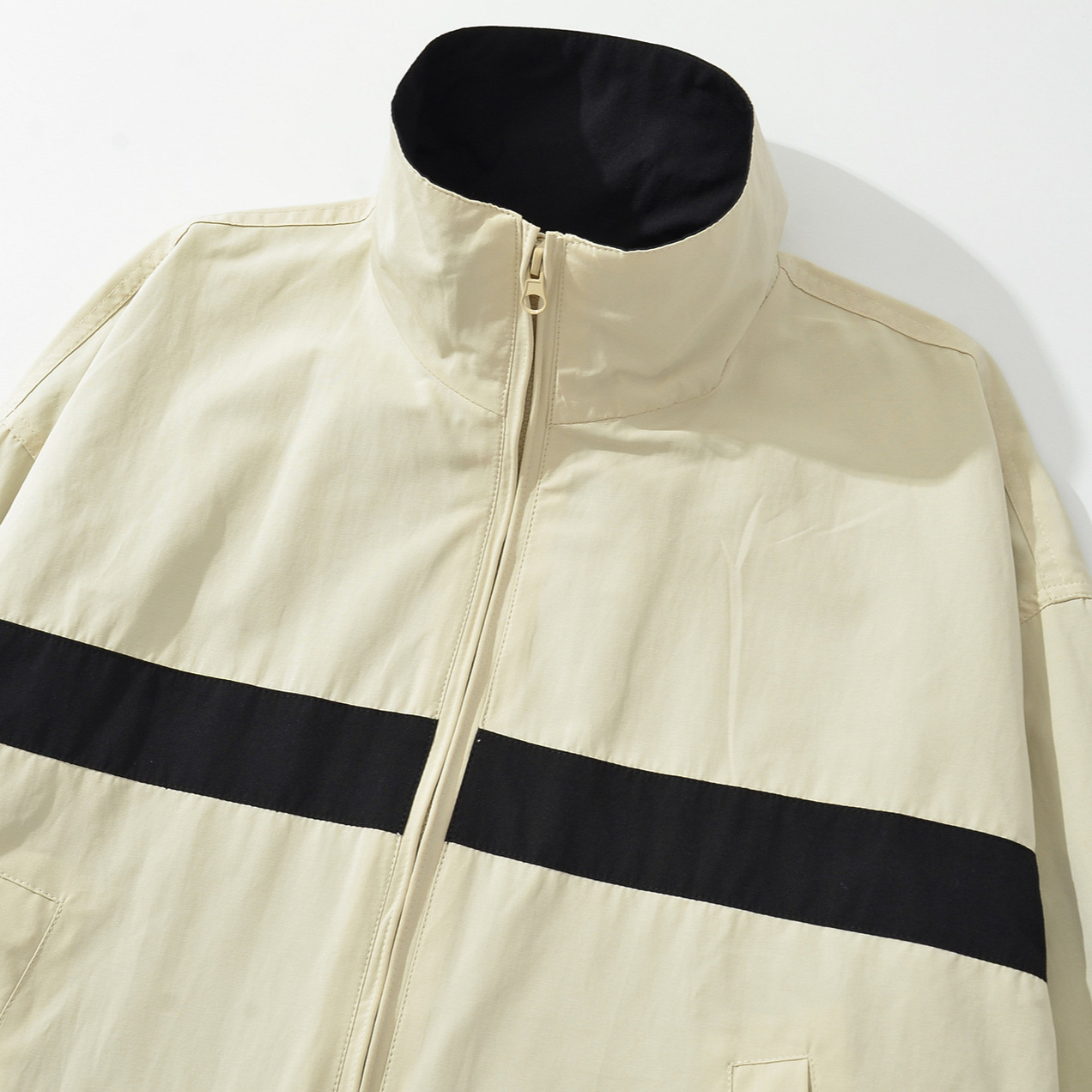 Color-Block Loose Fit Jacket Coat
