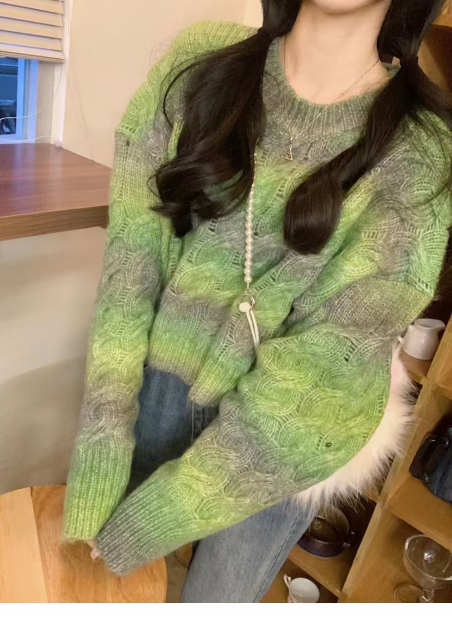 Trendy Color-Block Lazy Style Women's Sweater
