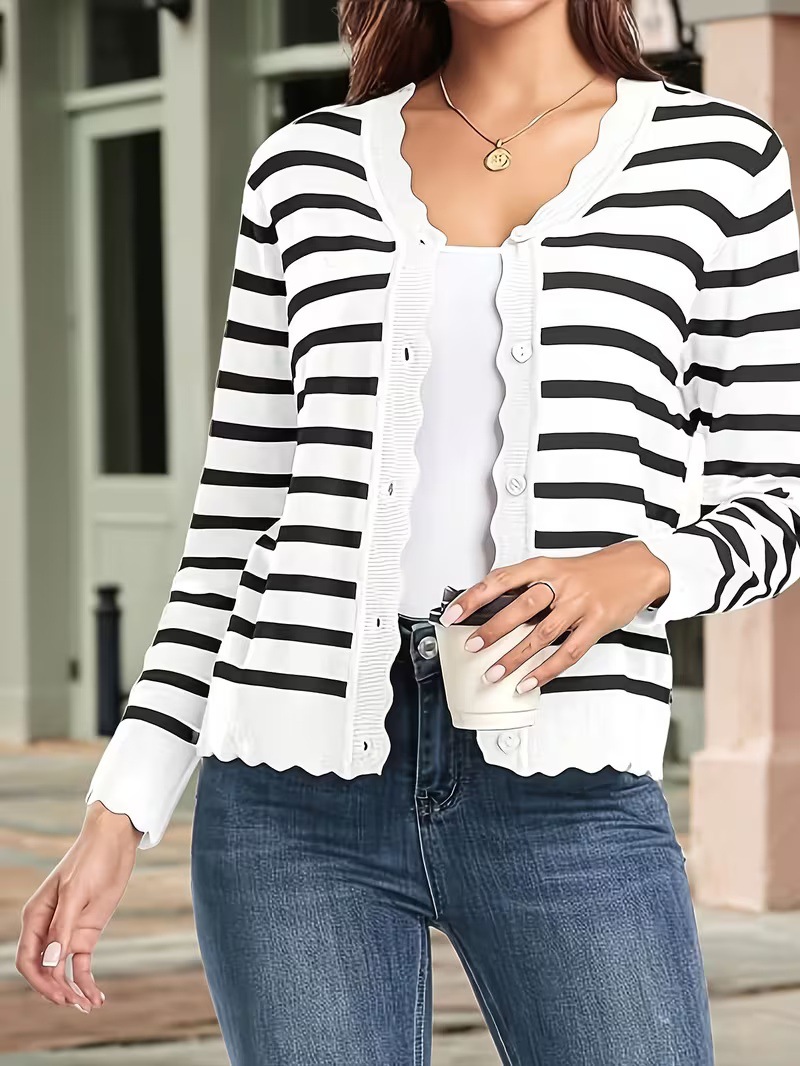 Women's Long Sleeve V-Neck Button-Up Knit Cardigan