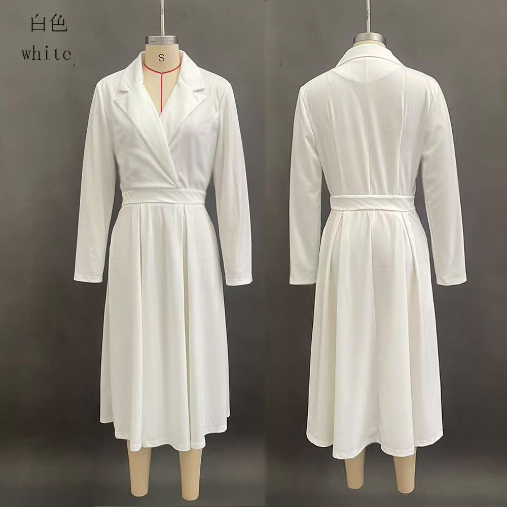 Women's V-Neck Waist-Cinching French-Style Long Gown Dress