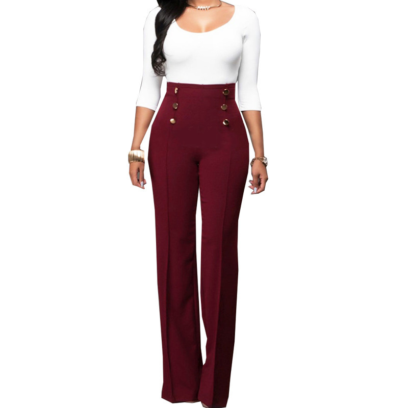 Women's Casual Solid Color Button Micro Flare Pants