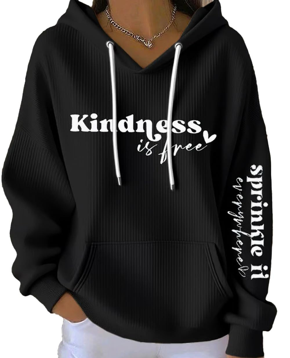 Kindness Heart Print Women's Casual Hoodie