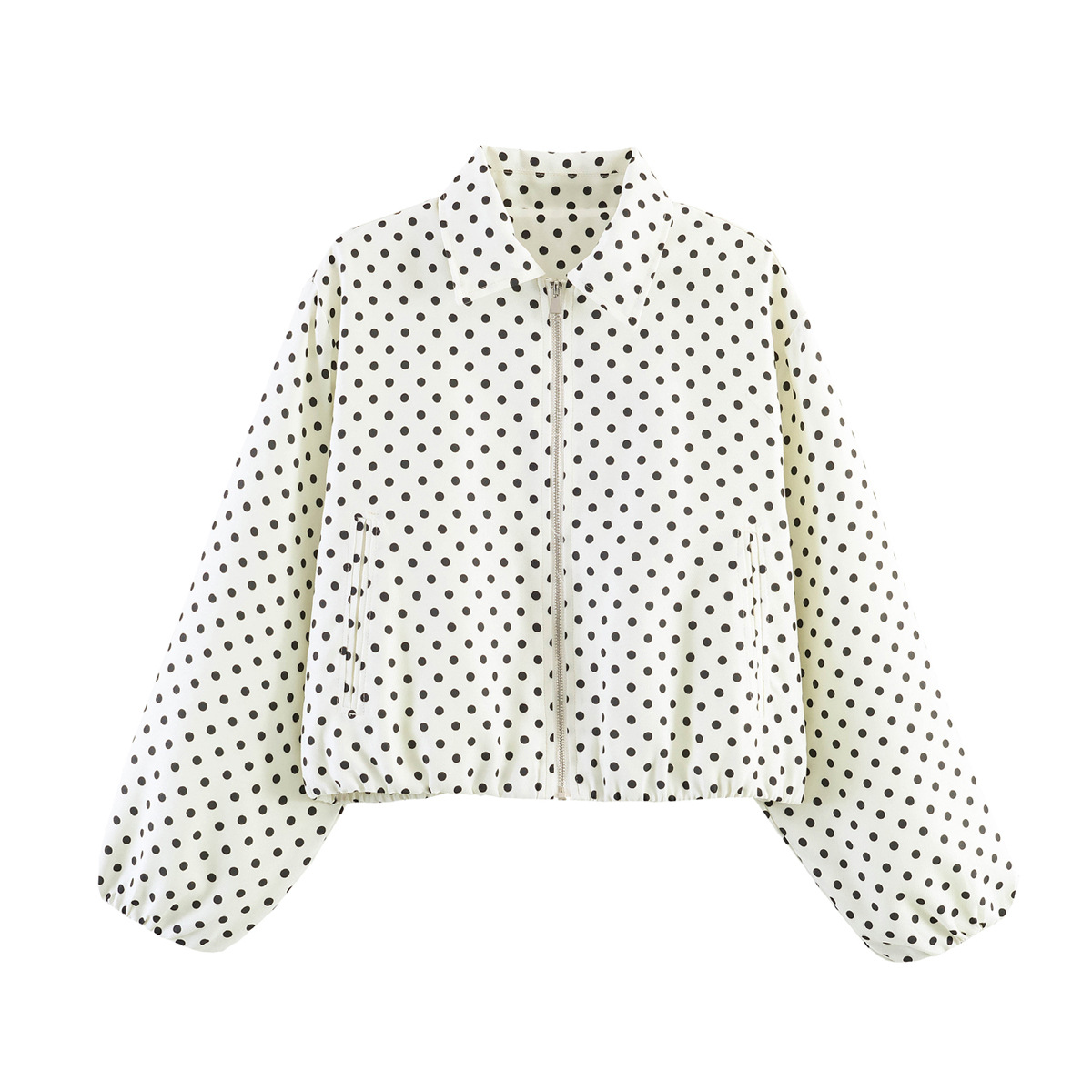 Women's Zip-Up Bomber Jacket with Puff Hem