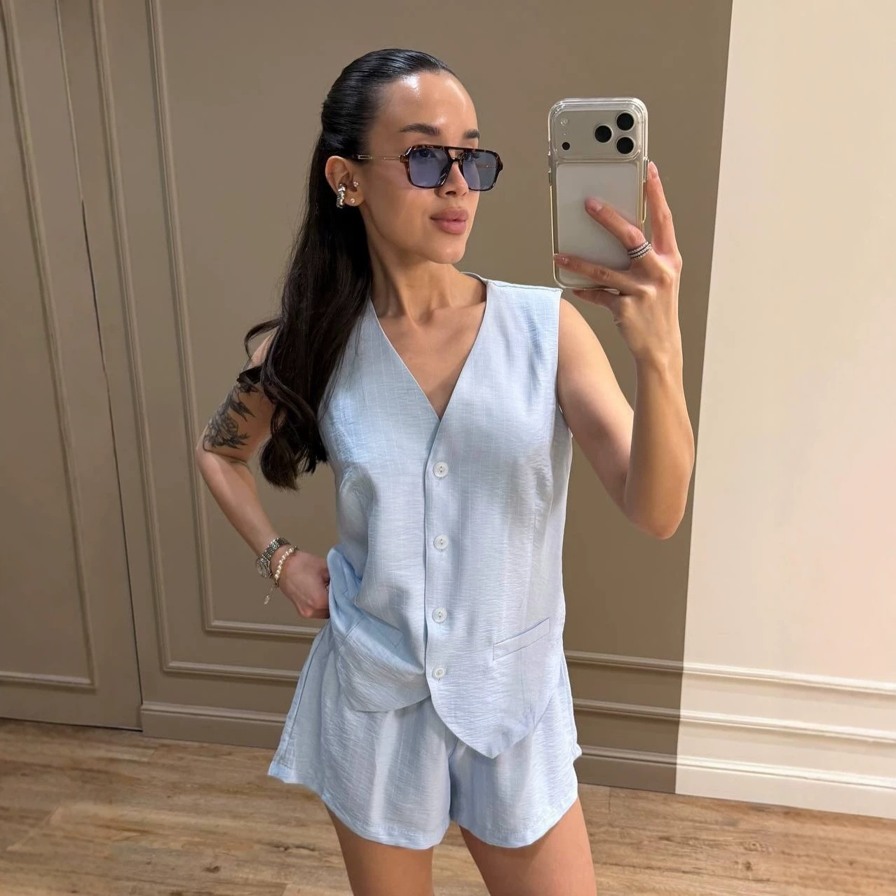 Women's Sleeveless Vest and Shorts Two-Piece Set