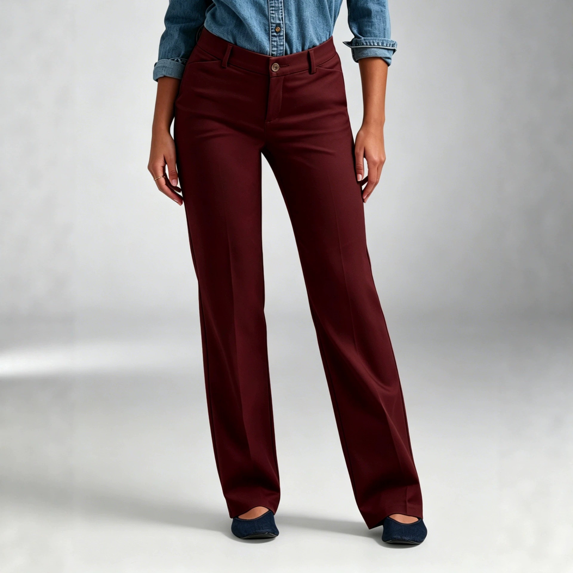 Women's Mid-Rise Slim Straight Dress Pants for Work