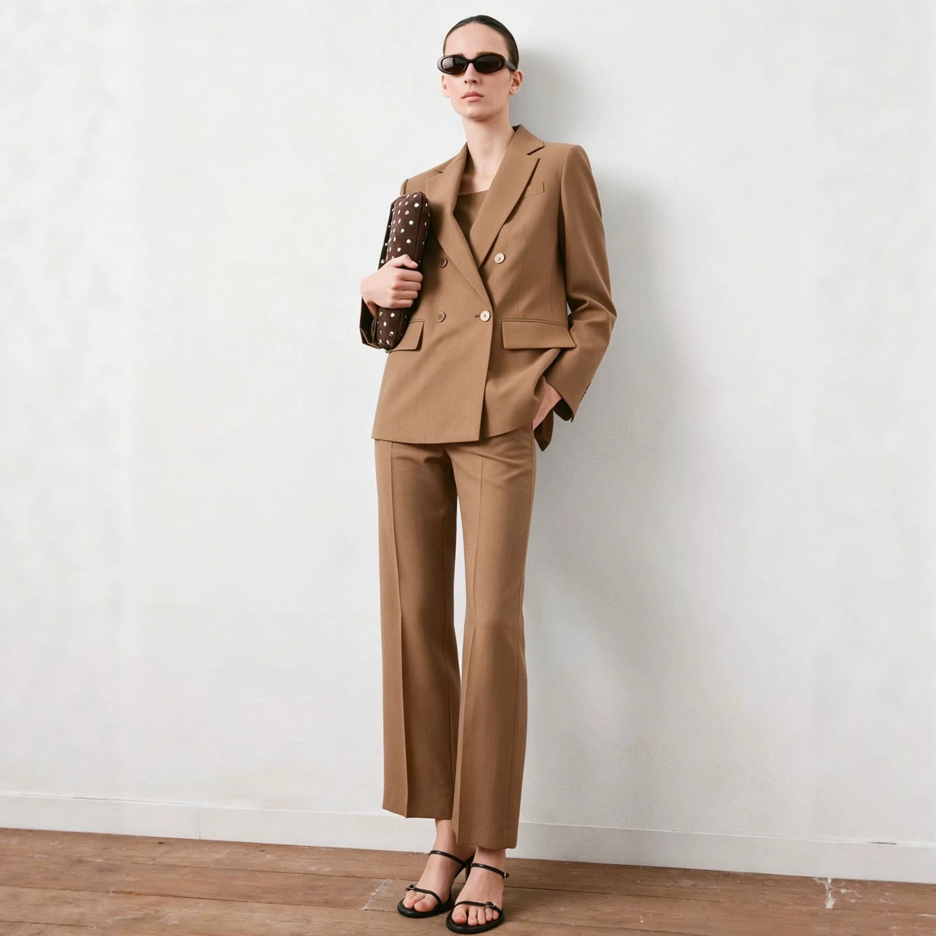 Women's Red Blazer and Straight-Leg Pants Set