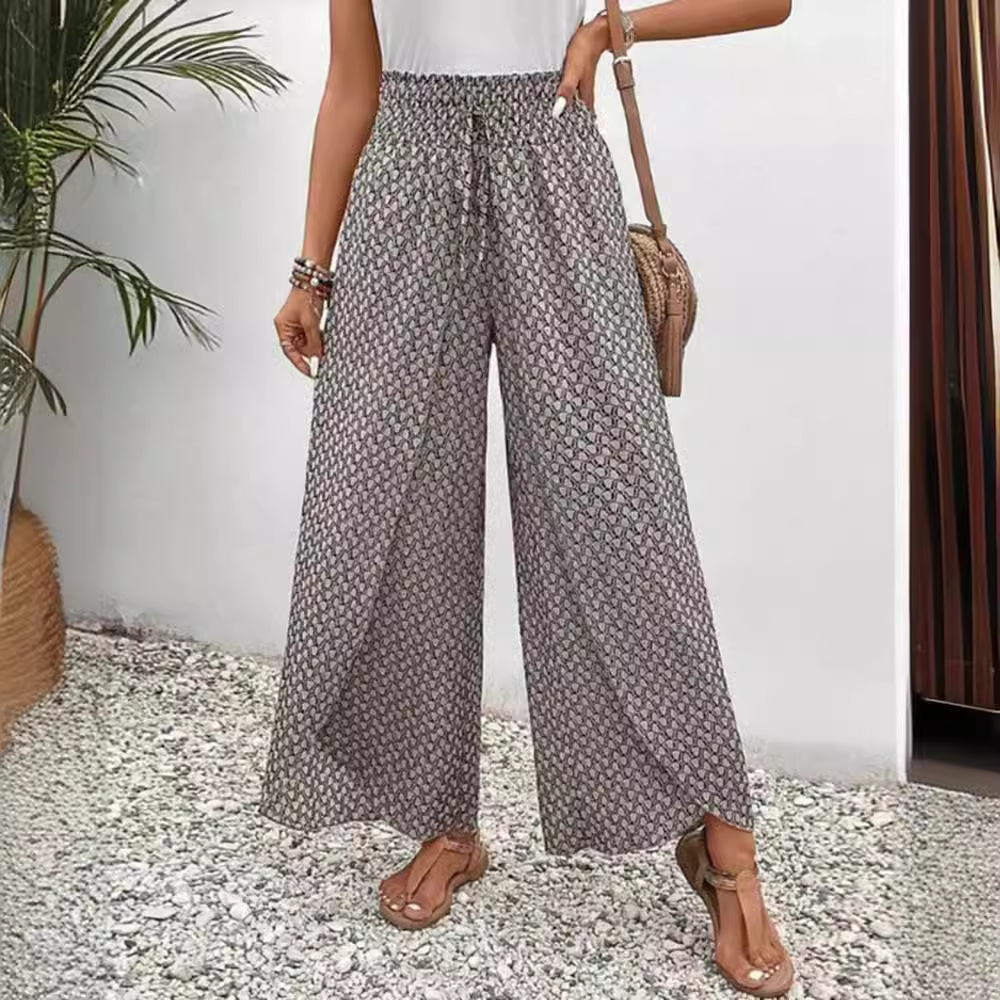 Women's Boho Wide-Leg Pants High Waist Loose Fit