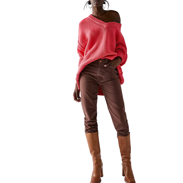 V-Neck Loose Knit Pullover Sweater