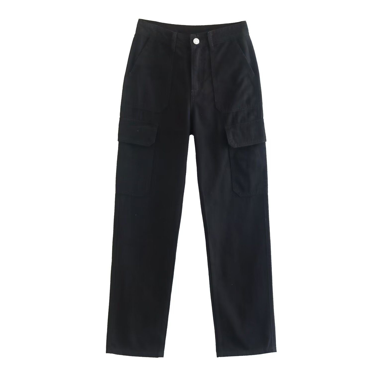 Women's Straight-Leg Cargo Pants Multi-Color High-Waist Streetwear