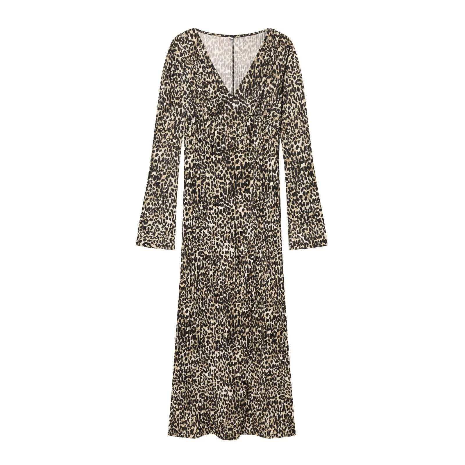 Women's Summer V-Neck Pleated Print Dress