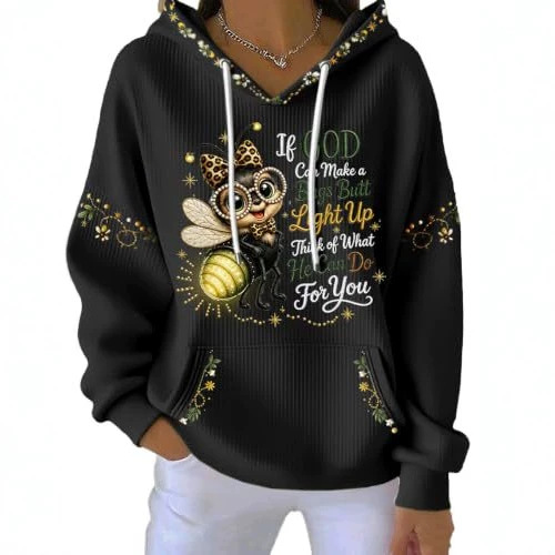 Women's Bee Letter Print Casual Hoodie