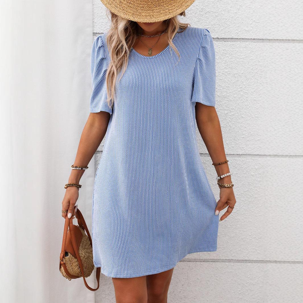 Women's Colorblock Twist Bubble Sleeve Midi Dress