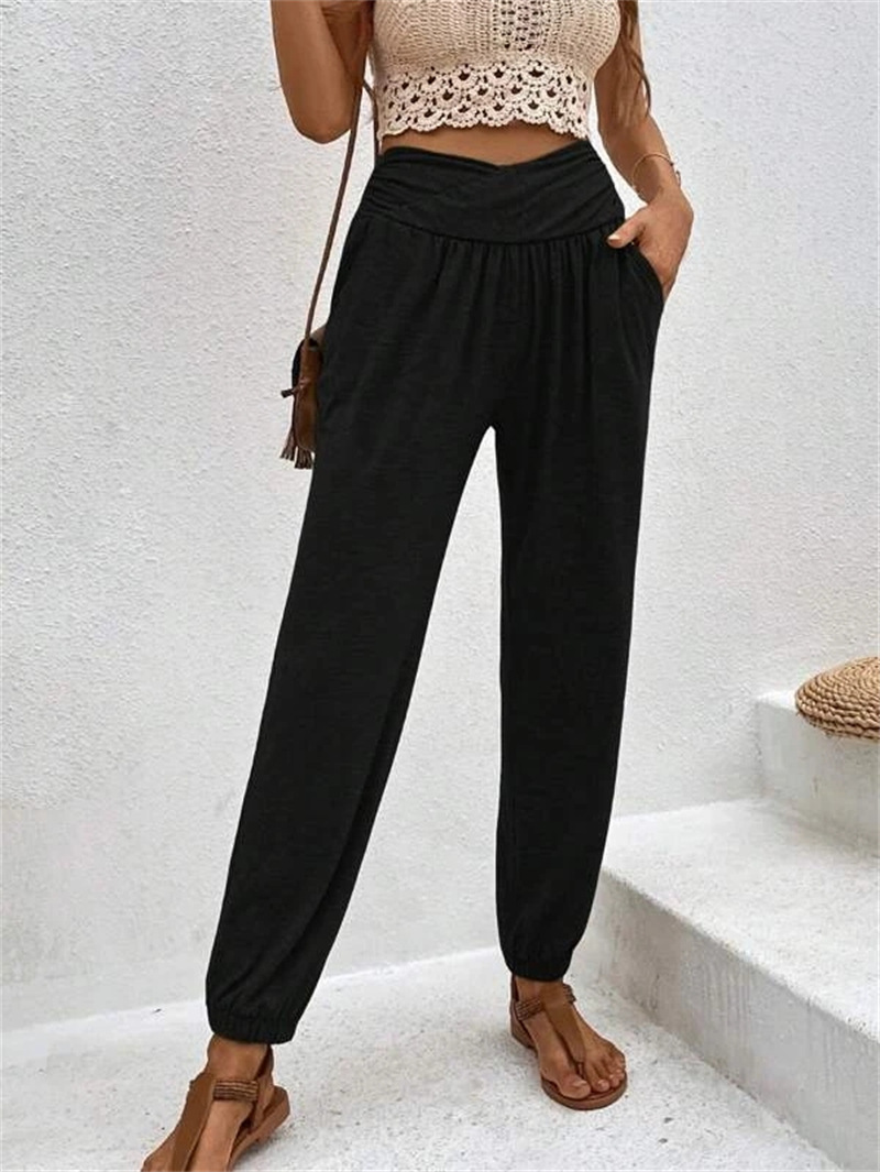 Women's High-Waist Loose Fit Jogger Pants with Pockets