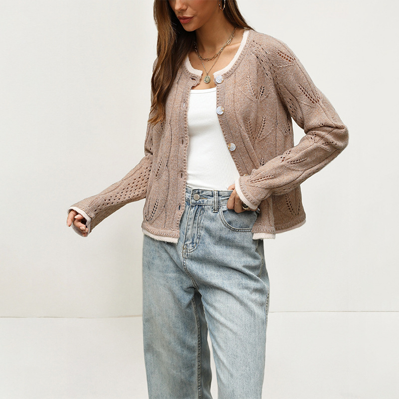 Women's Loose Long Sleeve Knit Cardigan Button-Up Sweater Coat