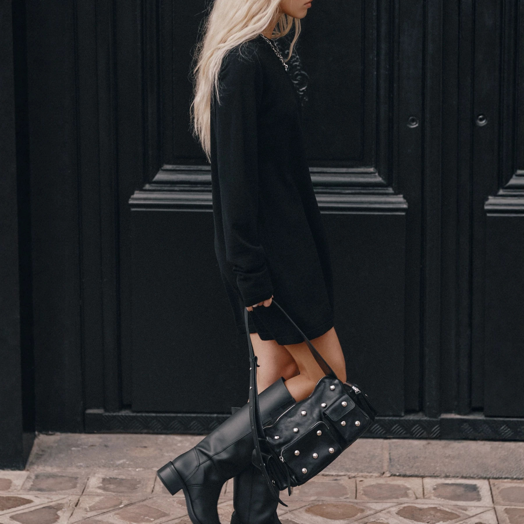 Women's Solid Crewneck Long Sleeve Bodycon Mini Dress