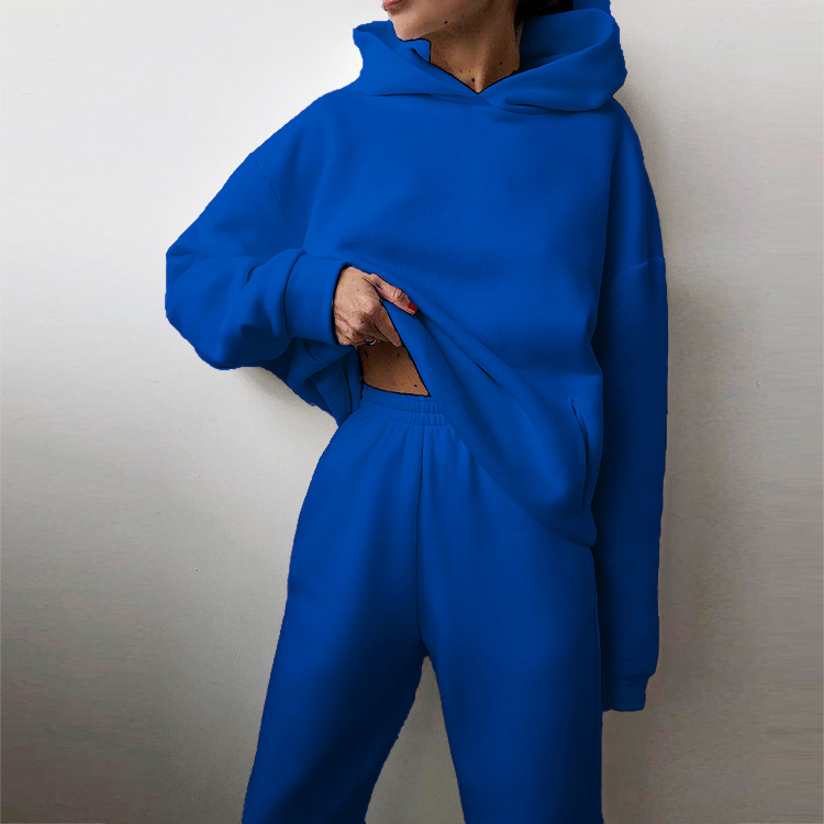 Women's Solid Hoodie and Pants Set Casual Two-Piece