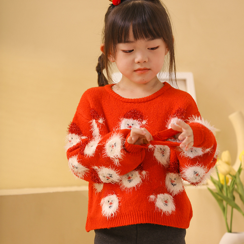 Kids Christmas Santa Pullover Knit Sweater