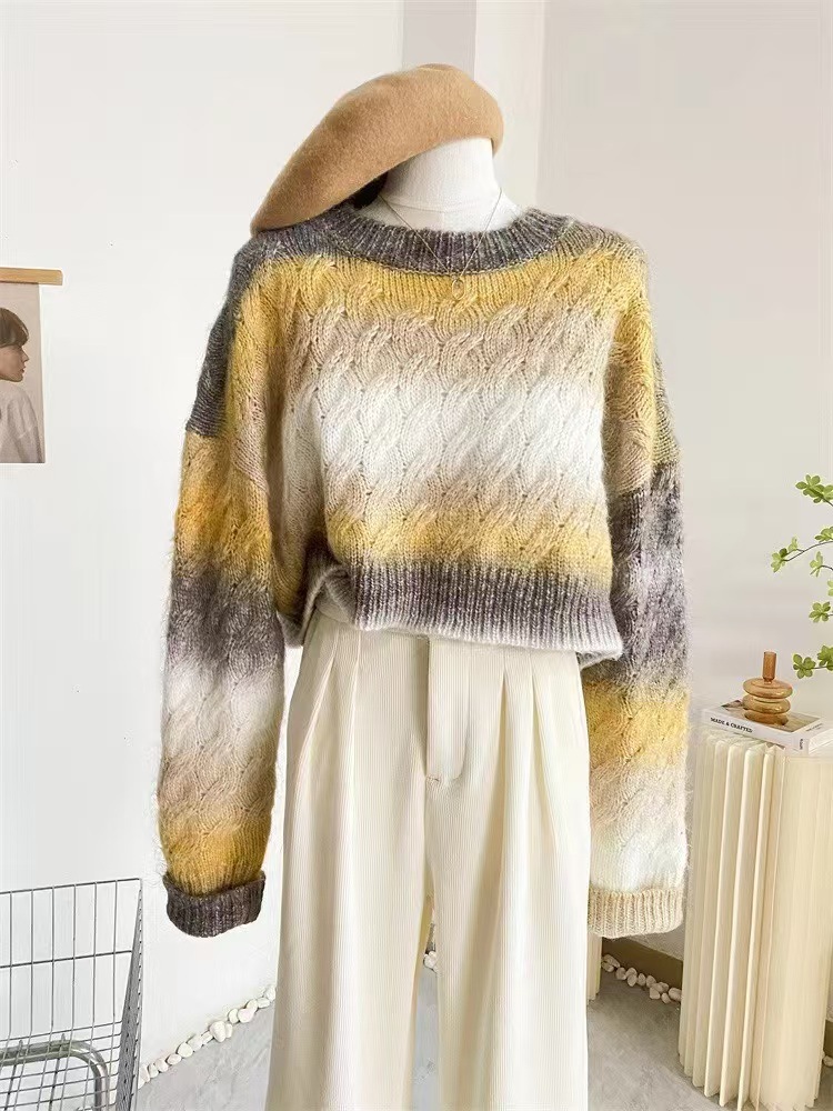Trendy Color-Block Lazy Style Women's Sweater