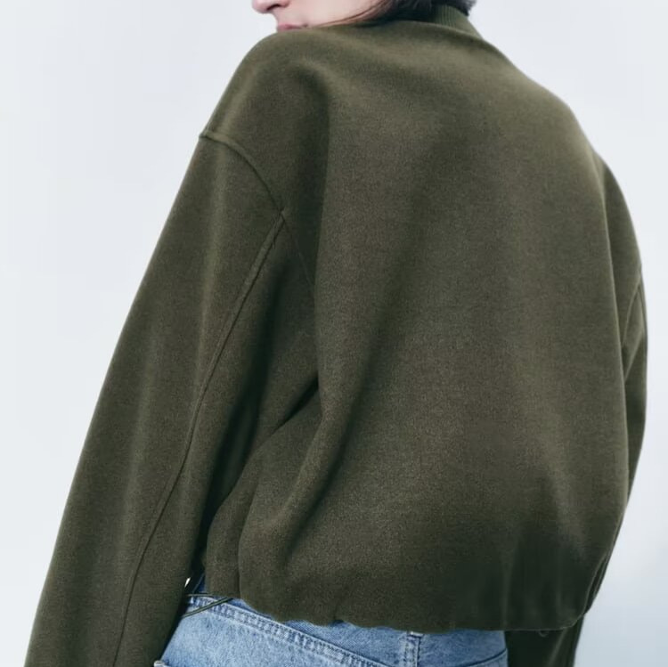 Soft Snap Button Crewneck Casual Jacket