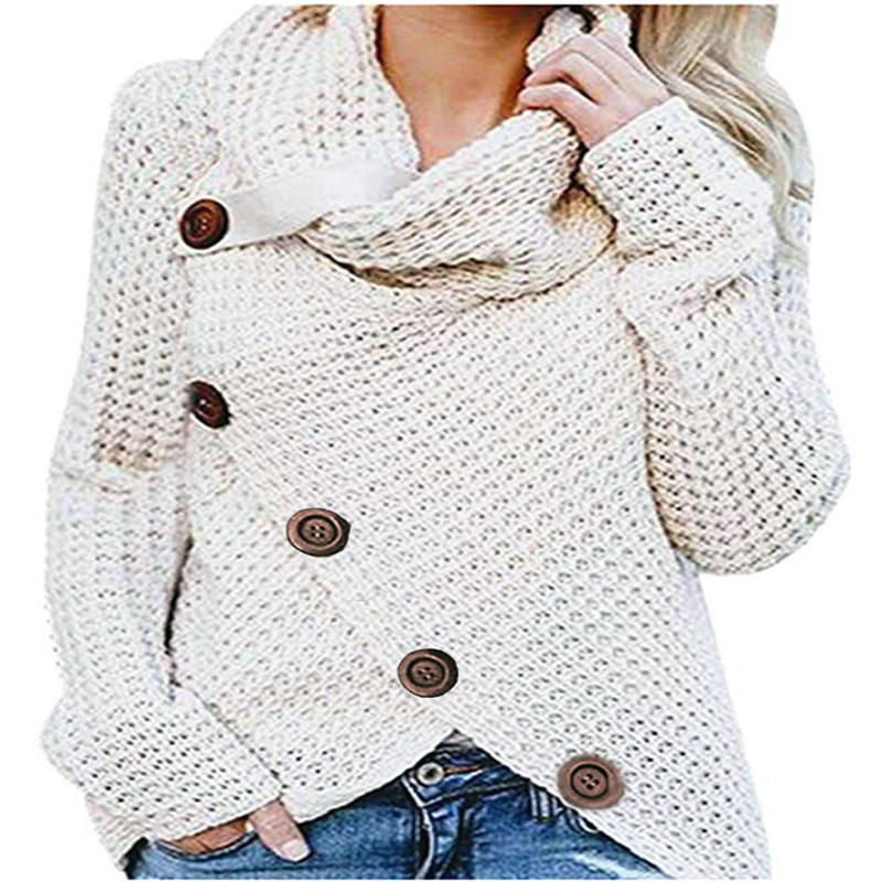 Five-Button Turtleneck Pullover Sweater