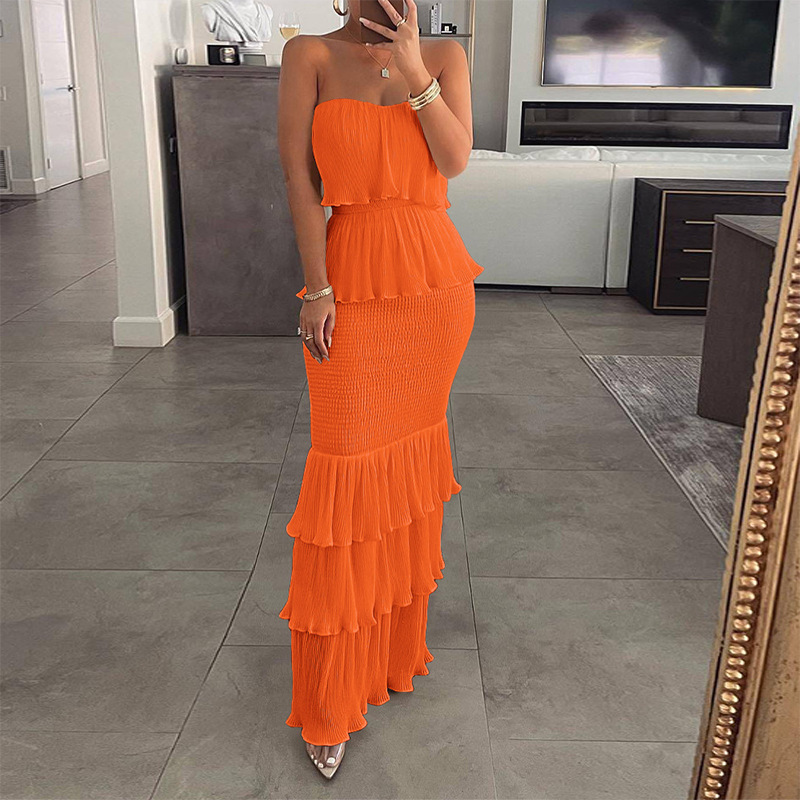 Women's Strapless Bodycon Evening Dress High Waist Long Formal Gown