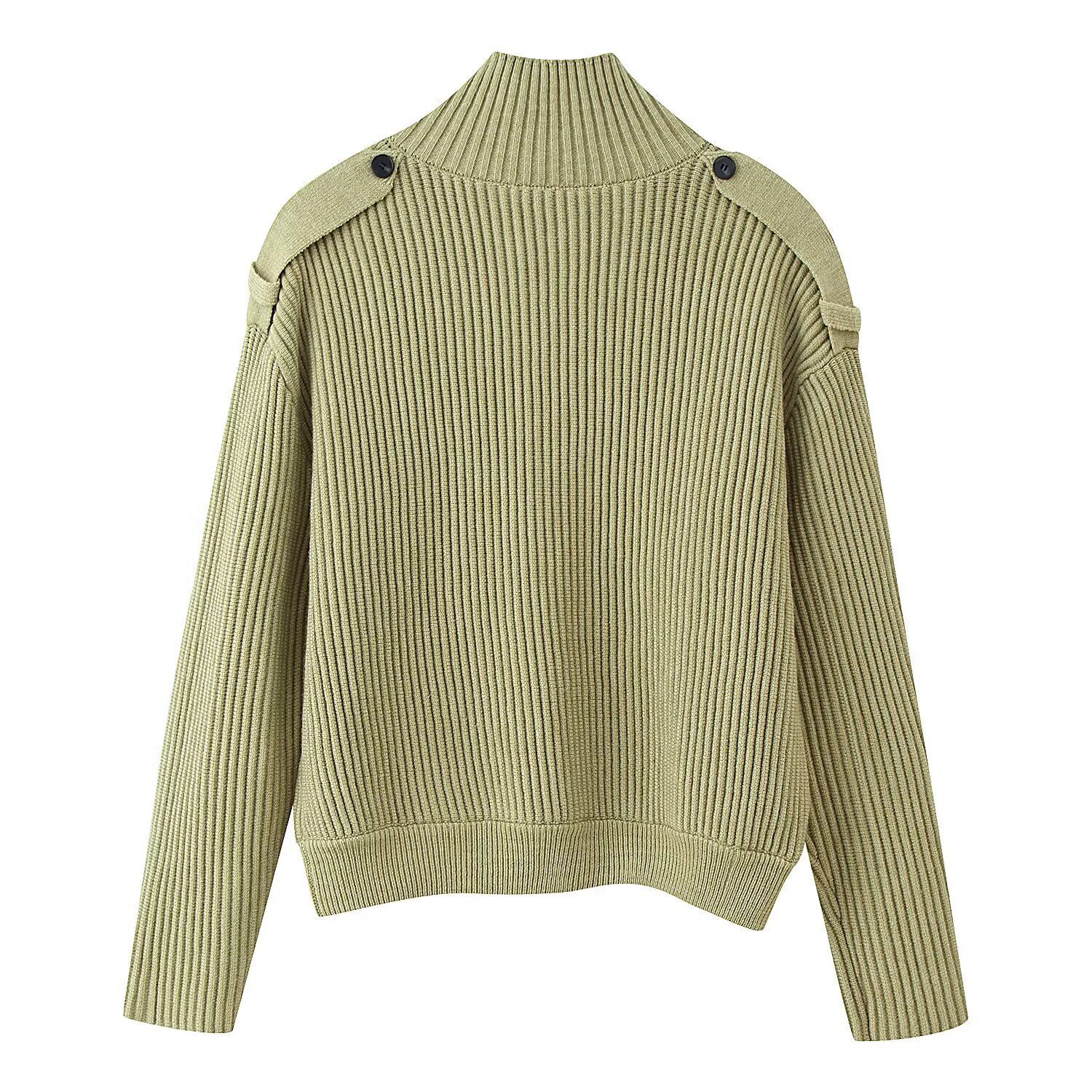 Women's High-Neck Button-Front Knit Cardigan Sweater