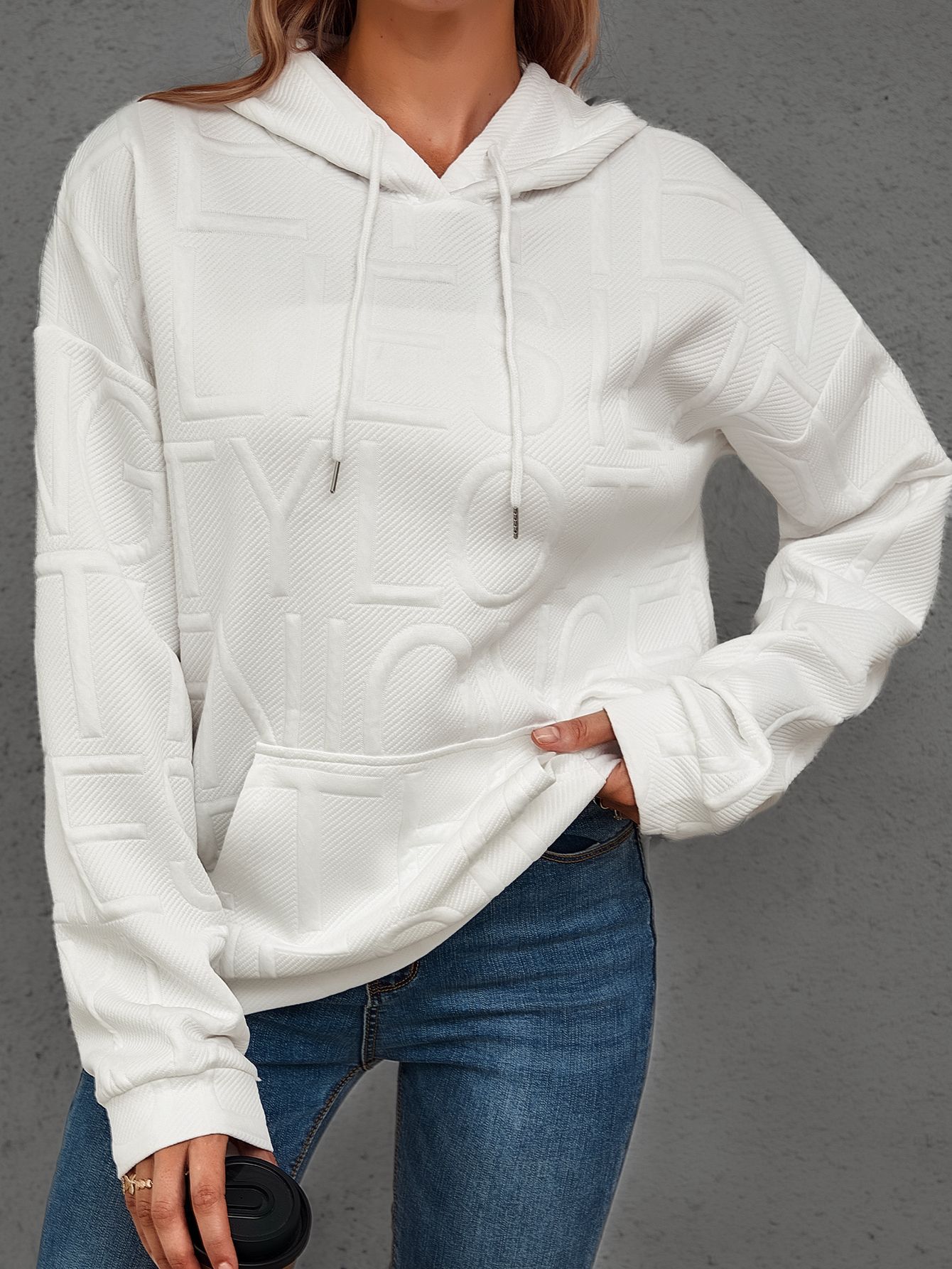 TUME Hooded 3D Print Loose Fit Sweatshirt for Women