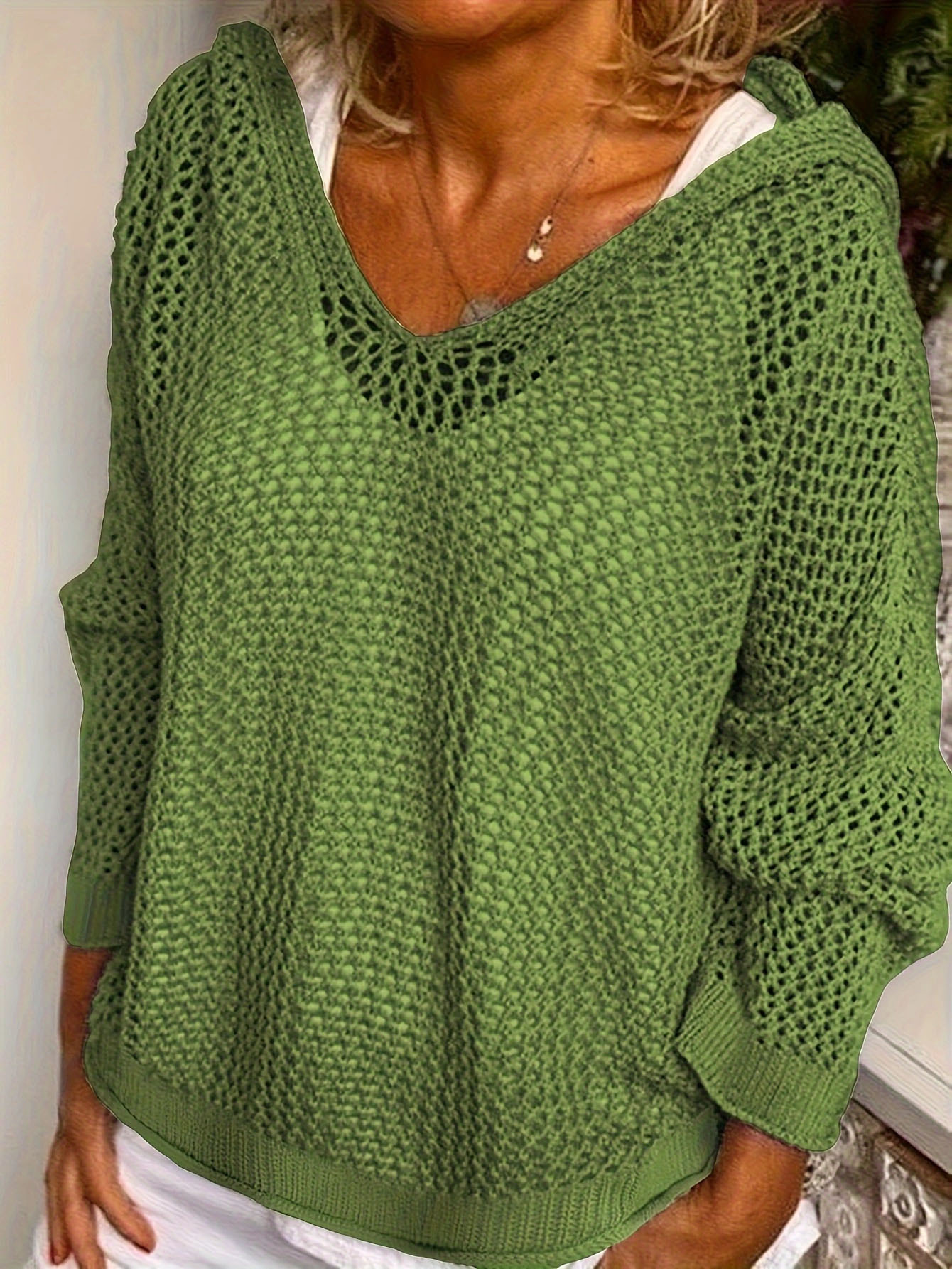 Hooded Knit Sun Protection Top Lightweight Loose Pullover