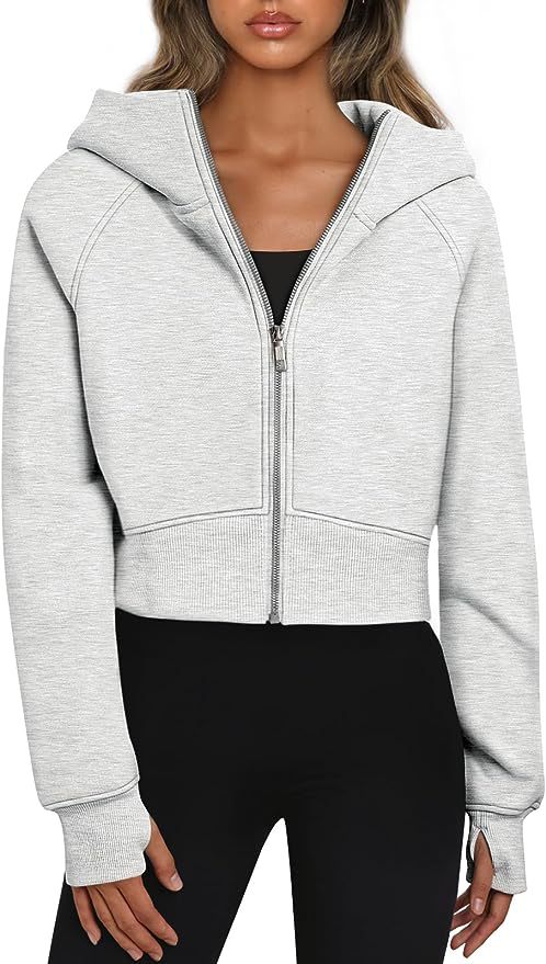 Fleece-Lined Hooded Zip-Up Sweatshirt Jacket