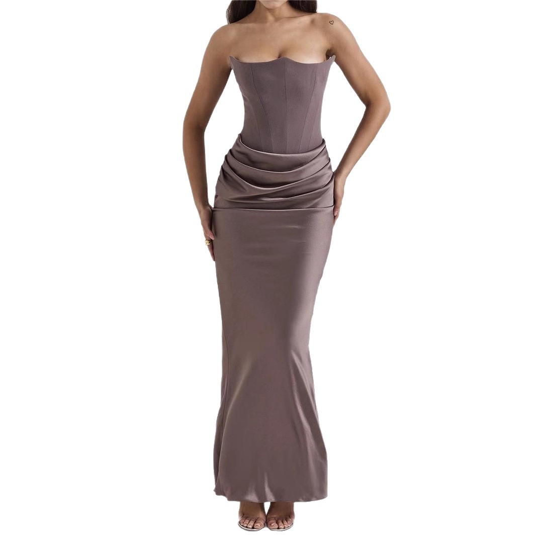 Women's Strapless Backless Bodycon Evening Dress