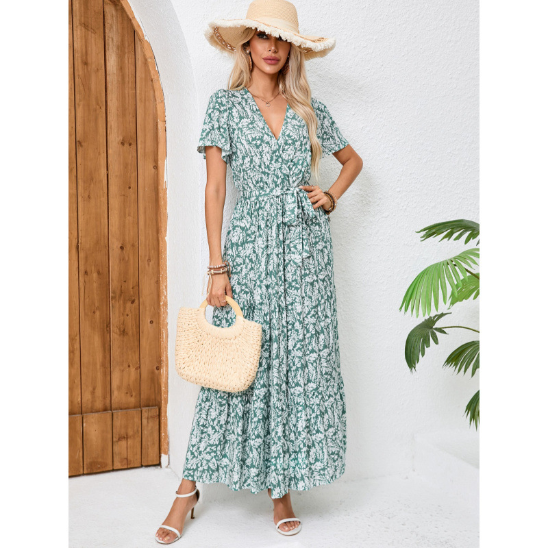 Women's One-Shoulder Faux Suede Maxi Dress with Flutter Sleeves