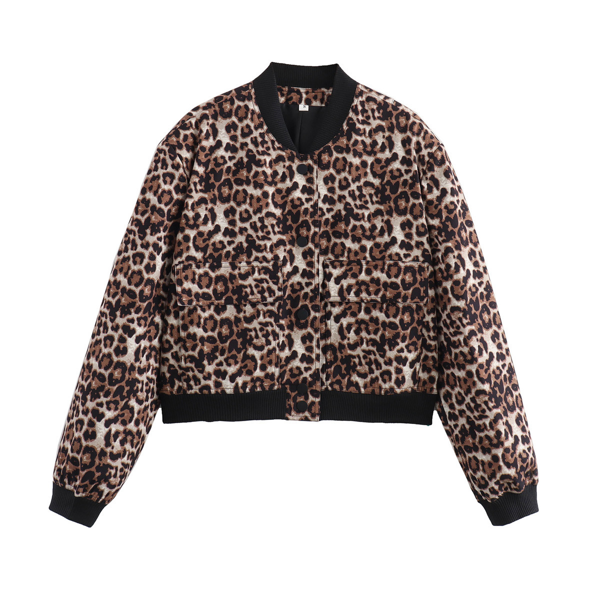 Women's Stand Collar Big Pocket Jacket Short Oversized