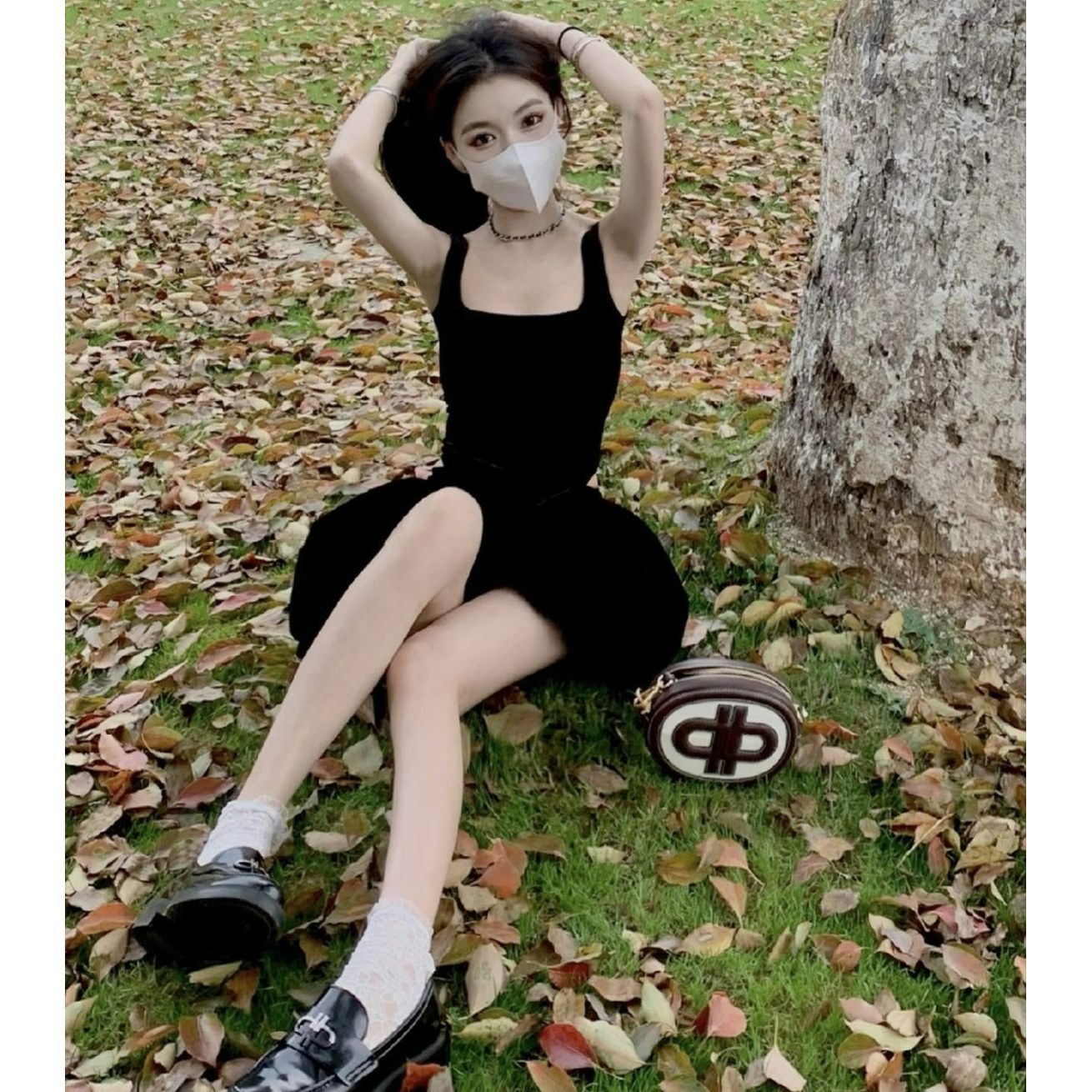 Square Neck Sleeveless Puff Dress Waist-Fitted Mini Little Black Dress