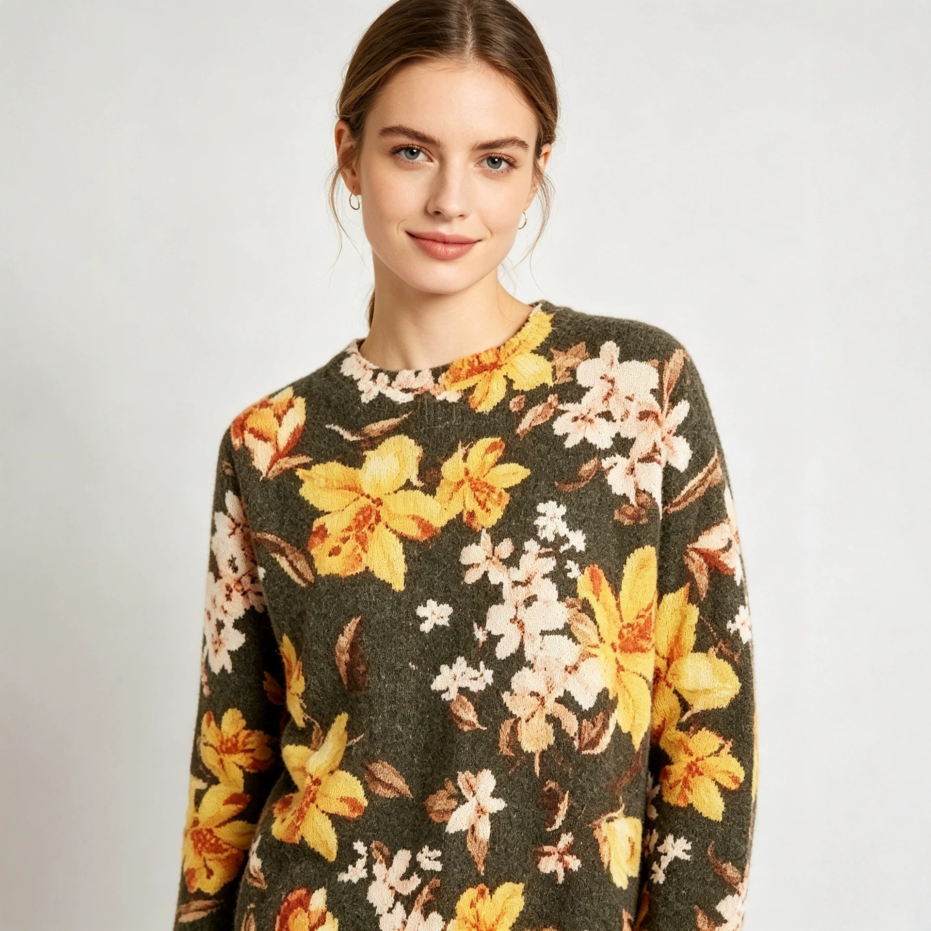 3D Christmas Print Crewneck Pullover Sweater