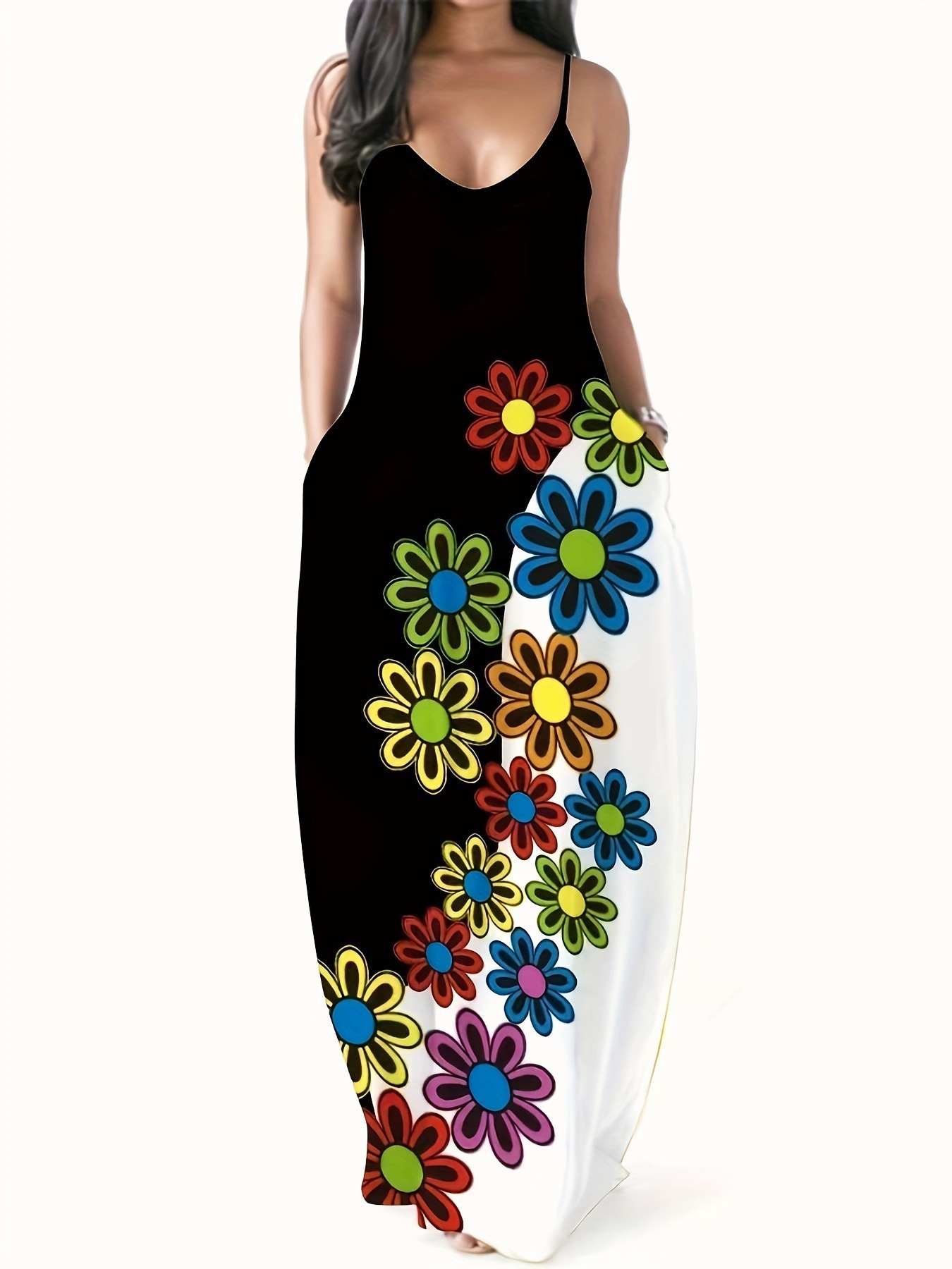 Women's Summer Sleeveless Printed Maxi Dress Polyester