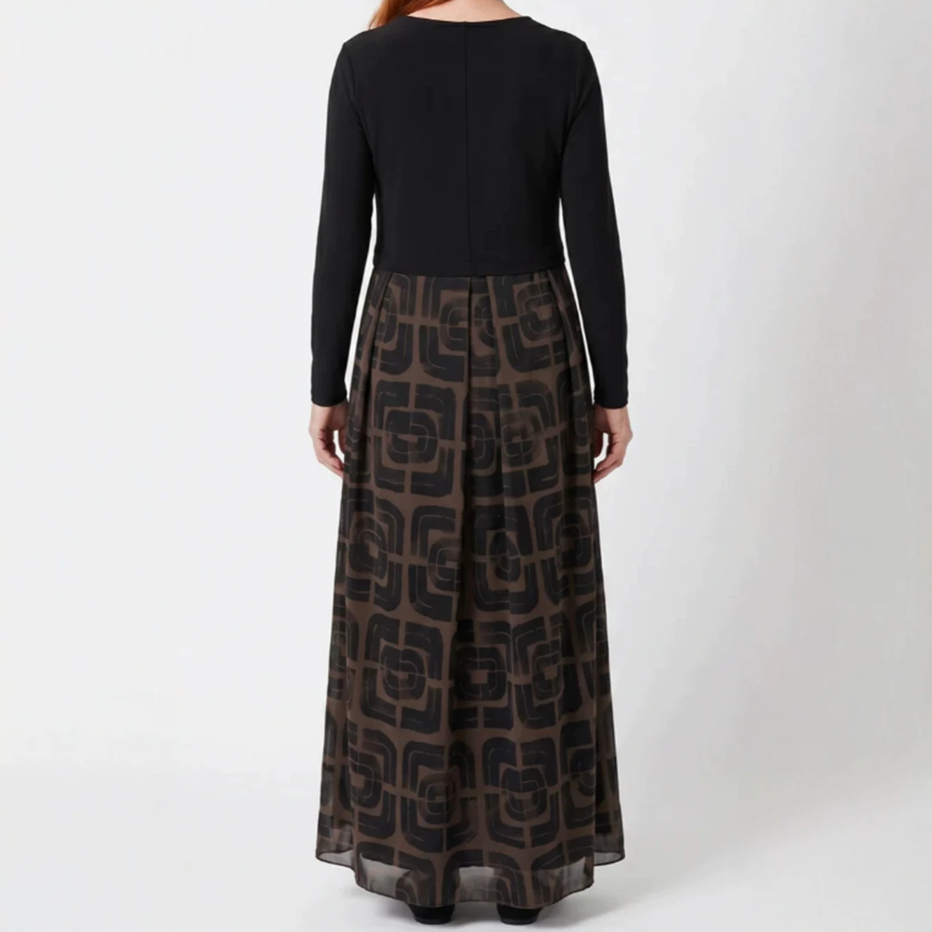 3D Print V-Neck Long Sleeve Loose Casual Dress