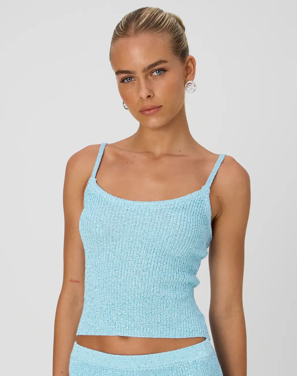 Women's Striped Cami Top and Bodycon Midi Skirt Set
