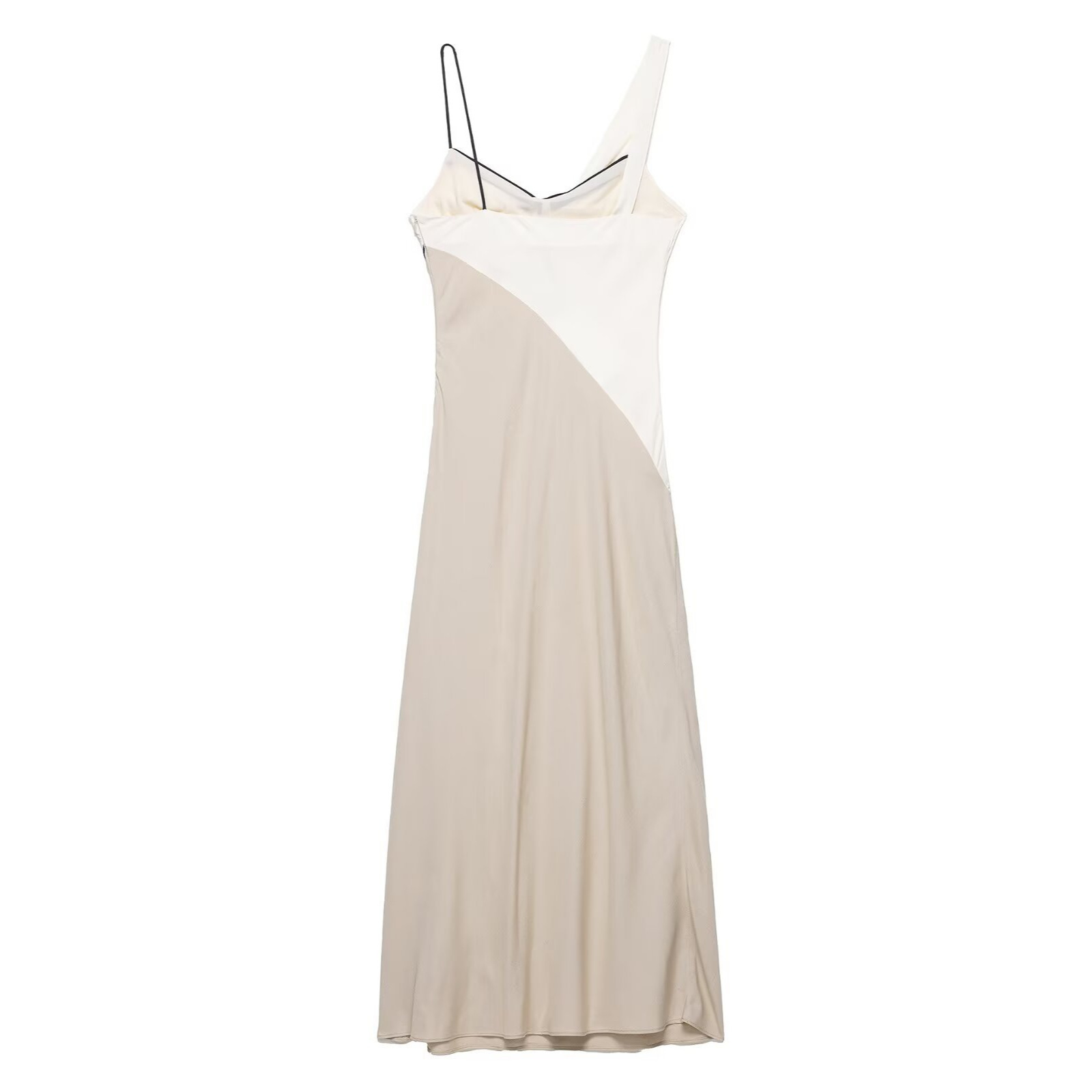 Spliced Midi Dress Sleeveless Draped Neck Elastic Waist